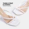 DREAM PAIRS Women’s Low Kitten Heels Strappy Design with Lace Up Open Square Toe Thong Ankle Strap Shoes Fashionable Sexy Sylvestra Heeled Sandals for Dressy Occasions(White)