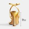 DREAM PAIRS Women’s Low Kitten Heels Strappy Design with Lace Up Open Square Toe Thong Ankle Strap Shoes Fashionable Sexy Sylvestra Heeled Sandals for Dressy Occasions(Gold)