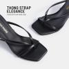 DREAM PAIRS Women’s Low Kitten Heels Strappy Design with Lace Up Open Square Toe Thong Ankle Strap Shoes Fashionable Sexy Sylvestra Heeled Sandals for Dressy Occasions(Black)