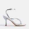 DREAM PAIRS Women’s Low Kitten Heels Strappy Design with Lace Up Open Square Toe Thong Ankle Strap Shoes Fashionable Sexy Sylvestra Heeled Sandals for Dressy Occasions(Silver)
