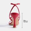 DREAM PAIRS Women’s Low Kitten Heels Strappy Design with Lace Up Open Square Toe Thong Ankle Strap Shoes Fashionable Sexy Sylvestra Heeled Sandals for Dressy Occasions(Red)