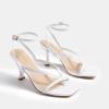 DREAM PAIRS Women’s Low Kitten Heels Strappy Design with Lace Up Open Square Toe Thong Ankle Strap Shoes Fashionable Sexy Sylvestra Heeled Sandals for Dressy Occasions(White)