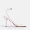 DREAM PAIRS Women’s Low Kitten Heels Strappy Design with Lace Up Open Square Toe Thong Ankle Strap Shoes Fashionable Sexy Sylvestra Heeled Sandals for Dressy Occasions(White)