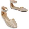 DREAM PAIRS Women’s Low Wedge Round Toe Ankle Strap Dress Comfortable Casual Flats Shoes(Gold/Glitter)