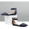 DREAM PAIRS Women’s Low Wedge Round Toe Ankle Strap Dress Comfortable Casual Flats Shoes(Navy/Pu)