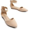 DREAM PAIRS Women’s Low Wedge Round Toe Ankle Strap Dress Comfortable Casual Flats Shoes(Nude/Nubuck)