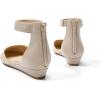 DREAM PAIRS Women’s Low Wedge Round Toe Ankle Strap Dress Comfortable Casual Flats Shoes(Nude-knit)