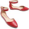 DREAM PAIRS Women’s Low Wedge Round Toe Ankle Strap Dress Comfortable Casual Flats Shoes(Red-pu-1)