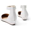 DREAM PAIRS Women’s Low Wedge Round Toe Ankle Strap Dress Comfortable Casual Flats Shoes(White/Pu)