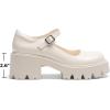 DREAM PAIRS Women’s Mary Janes Shoes Platform Dress Low Heel Chunky Pumps Round Toe Ankle Strap Pumps Shoes Oxfords Esther(Beige)