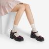 DREAM PAIRS Women’s Mary Janes Shoes Platform Dress Low Heel Chunky Pumps Round Toe Ankle Strap Pumps Shoes Oxfords Esther(Burgundy-pat)