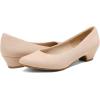DREAM PAIRS Women’s Mila Low Chunky Heel Pump Shoes(Nude/Suede)