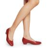 DREAM PAIRS Women’s Mila Low Chunky Heel Pump Shoes(Red/Pu)