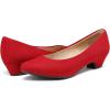 DREAM PAIRS Women’s Mila Low Chunky Heel Pump Shoes(Red/Suede)