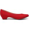DREAM PAIRS Women’s Mila Low Chunky Heel Pump Shoes(Red/Suede)