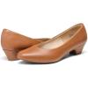 DREAM PAIRS Women’s Mila Low Chunky Heel Pump Shoes(Tan/Pu)