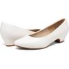 DREAM PAIRS Women’s Mila Low Chunky Heel Pump Shoes(White)
