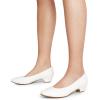 DREAM PAIRS Women’s Mila Low Chunky Heel Pump Shoes(White/Pu)