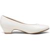 DREAM PAIRS Women’s Mila Low Chunky Heel Pump Shoes(White/Pu)