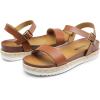DREAM PAIRS Women’s Open Toe Ankle Strap Espadrille Casual Flatform Platform Wedge Sandals(Brown-pu)