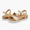 DREAM PAIRS Women’s Open Toe Ankle Strap Espadrille Casual Flatform Platform Wedge Sandals(Gold/Pu)