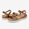DREAM PAIRS Women’s Open Toe Ankle Strap Espadrille Casual Flatform Platform Wedge Sandals(Leopard/Suede)