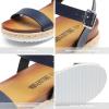 DREAM PAIRS Women’s Open Toe Ankle Strap Espadrille Casual Flatform Platform Wedge Sandals(Navy-pu)