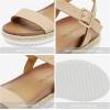 DREAM PAIRS Women’s Open Toe Ankle Strap Espadrille Casual Flatform Platform Wedge Sandals(Nude/Pu)
