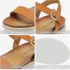 DREAM PAIRS Women’s Open Toe Ankle Strap Espadrille Casual Flatform Platform Wedge Sandals(Tan/Pu)