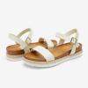 DREAM PAIRS Women’s Open Toe Ankle Strap Espadrille Casual Flatform Platform Wedge Sandals(White/Pu)
