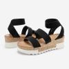 DREAM PAIRS Women’s Open Toe Elastic Ankle Strap Casual Flatform Platform Wedges Sandals(Black)