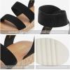 DREAM PAIRS Women’s Open Toe Elastic Ankle Strap Casual Flatform Platform Wedges Sandals(Black)