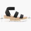 DREAM PAIRS Women’s Open Toe Elastic Ankle Strap Casual Flatform Platform Wedges Sandals(Black)