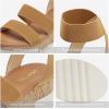 DREAM PAIRS Women’s Open Toe Elastic Ankle Strap Casual Flatform Platform Wedges Sandals(Camel)