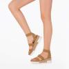 DREAM PAIRS Women’s Open Toe Elastic Ankle Strap Casual Flatform Platform Wedges Sandals(Camel)