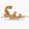 DREAM PAIRS Women’s Open Toe Elastic Ankle Strap Casual Flatform Platform Wedges Sandals(Camel)