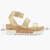 DREAM PAIRS Women’s Open Toe Elastic Ankle Strap Casual Flatform Platform Wedges Sandals(Gold)