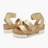 DREAM PAIRS Women’s Open Toe Elastic Ankle Strap Casual Flatform Platform Wedges Sandals(Gold)