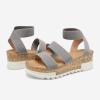 DREAM PAIRS Women’s Open Toe Elastic Ankle Strap Casual Flatform Platform Wedges Sandals(Grey)