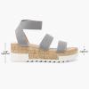DREAM PAIRS Women’s Open Toe Elastic Ankle Strap Casual Flatform Platform Wedges Sandals(Grey)