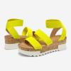 DREAM PAIRS Women’s Open Toe Elastic Ankle Strap Casual Flatform Platform Wedges Sandals(Neon/Lime)