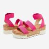 DREAM PAIRS Women’s Open Toe Elastic Ankle Strap Casual Flatform Platform Wedges Sandals(Neon/Pink)