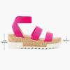 DREAM PAIRS Women’s Open Toe Elastic Ankle Strap Casual Flatform Platform Wedges Sandals(Neon/Pink)