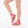 DREAM PAIRS Women’s Open Toe Elastic Ankle Strap Casual Flatform Platform Wedges Sandals(Neon/Pink)