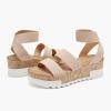 DREAM PAIRS Women’s Open Toe Elastic Ankle Strap Casual Flatform Platform Wedges Sandals(Nude)