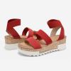 DREAM PAIRS Women’s Open Toe Elastic Ankle Strap Casual Flatform Platform Wedges Sandals(Red)
