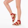DREAM PAIRS Women’s Open Toe Elastic Ankle Strap Casual Flatform Platform Wedges Sandals(Red)