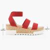 DREAM PAIRS Women’s Open Toe Elastic Ankle Strap Casual Flatform Platform Wedges Sandals(Red)