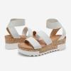 DREAM PAIRS Women’s Open Toe Elastic Ankle Strap Casual Flatform Platform Wedges Sandals(White)
