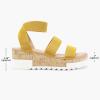 DREAM PAIRS Women’s Open Toe Elastic Ankle Strap Casual Flatform Platform Wedges Sandals(Yellow)